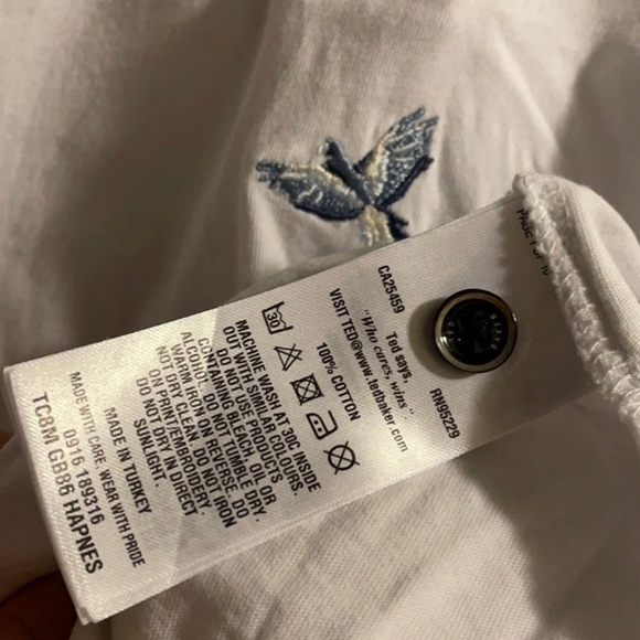 TED BAKER White Hapnes Bird Embroidered Polo Top - Picture 9 of 9